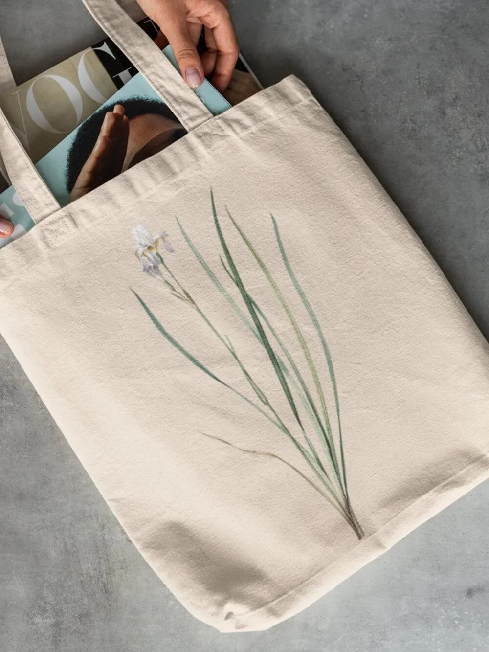 Siberian Iris Vintage Floral Print Graphic Canvas Tote Bag